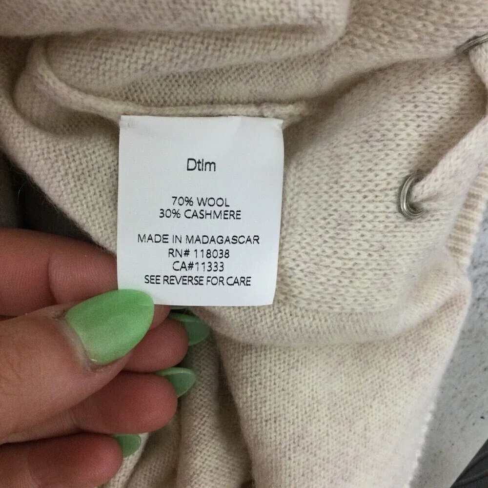 DTLM Repeat Wool Cashmere Cream Knit Pullover Side Tie Sweater Women Sz 38 Small